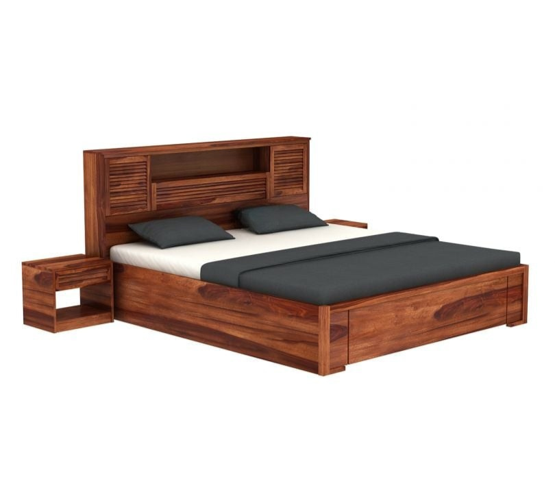Sheesham Wood Hydraulic Bed With Storage