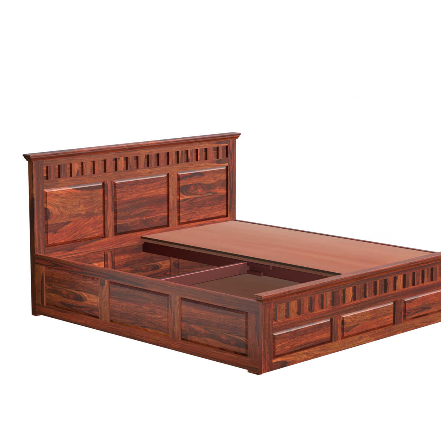 Solid Wood Double Bed with Box Storage