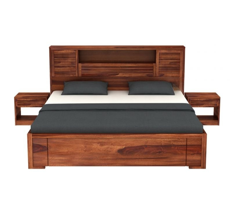 Sheesham Wood Hydraulic Bed With Storage