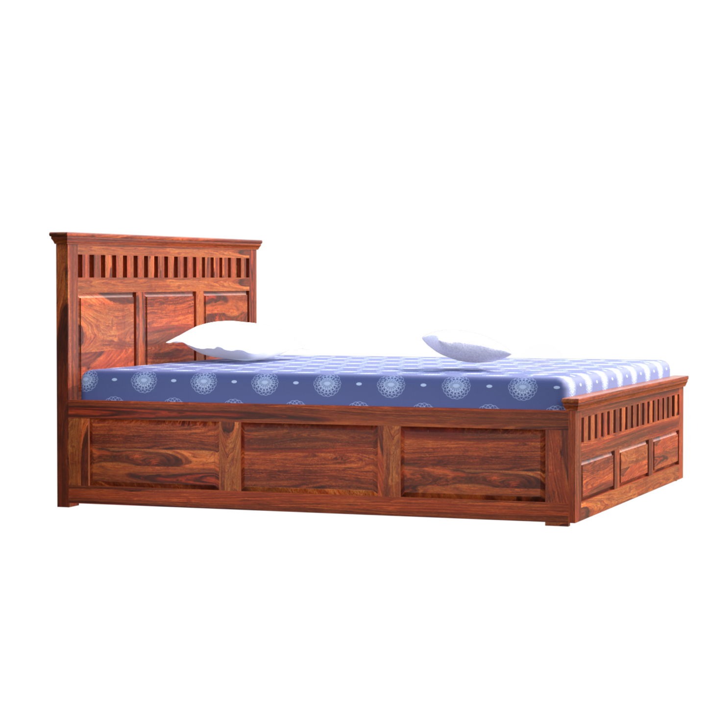 Solid Wood Double Bed with Box Storage