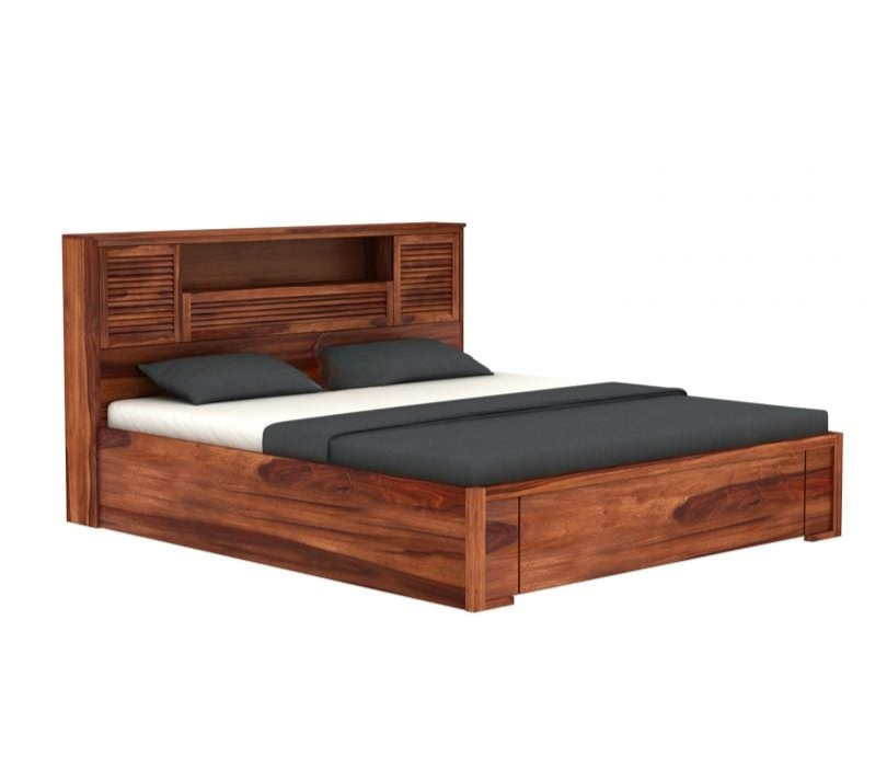Sheesham Wood Hydraulic Bed With Storage
