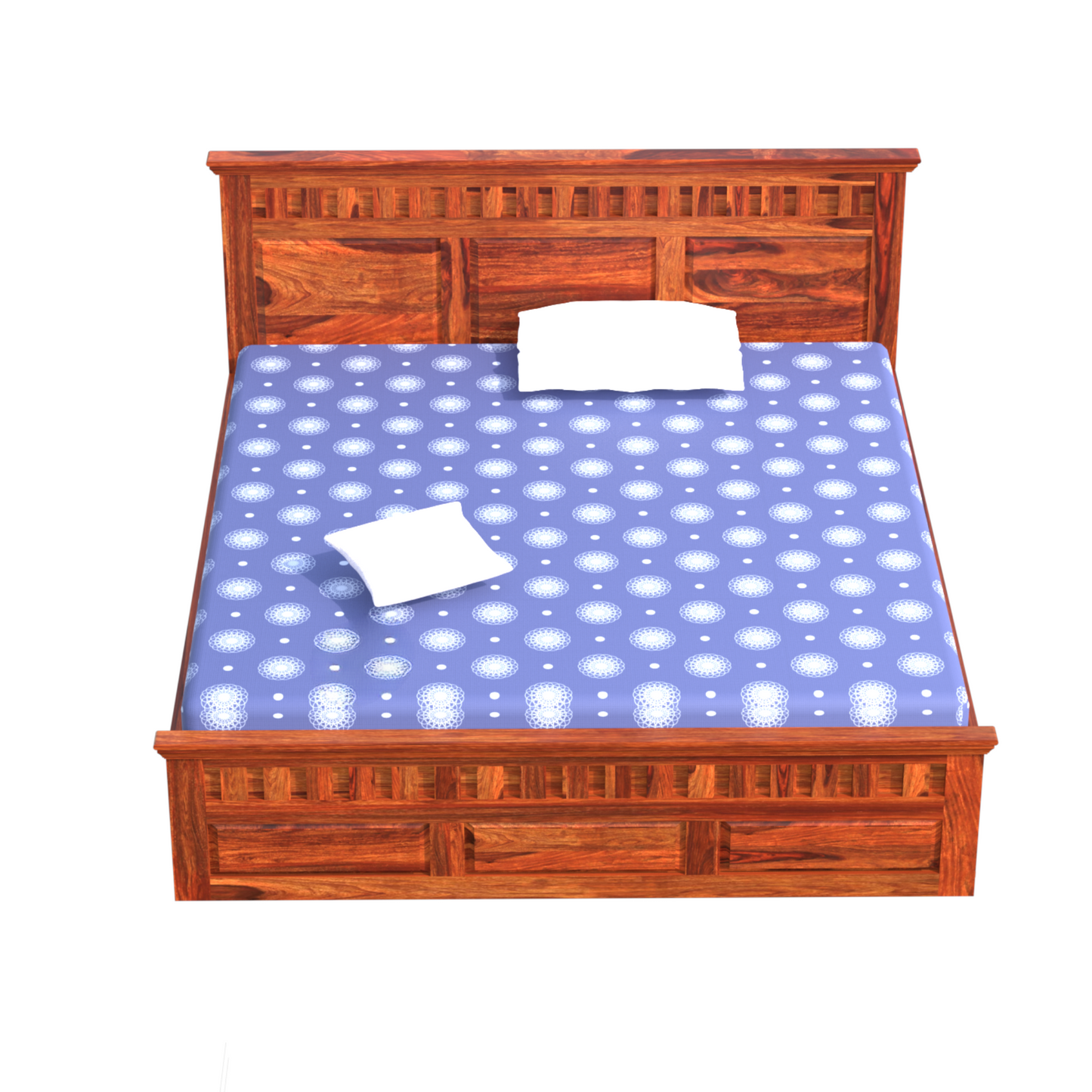 Solid Wood Double Bed with Box Storage