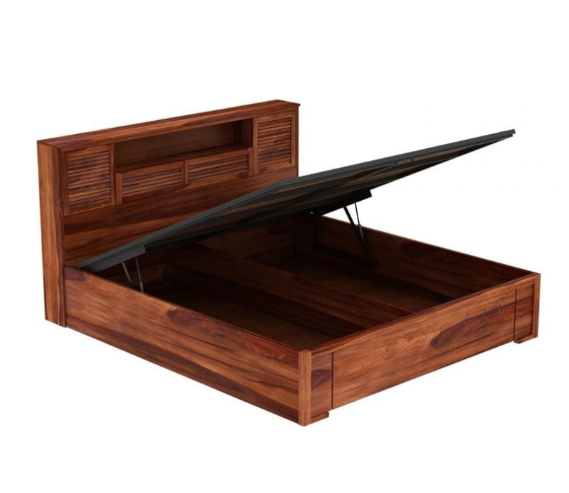 Sheesham Wood Hydraulic Bed With Storage