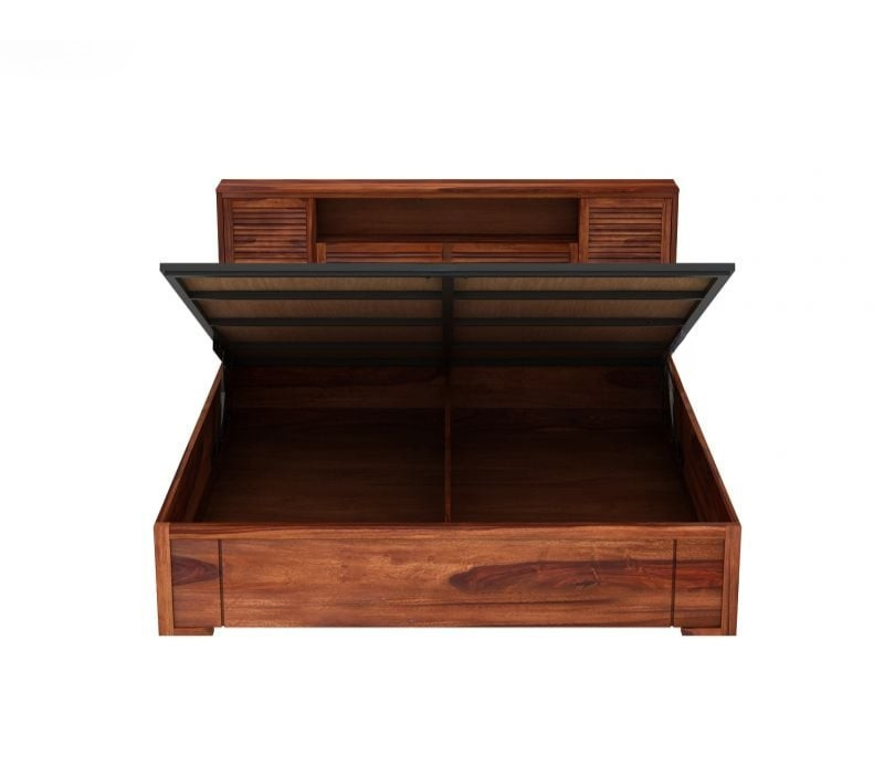 Sheesham Wood Hydraulic Bed With Storage