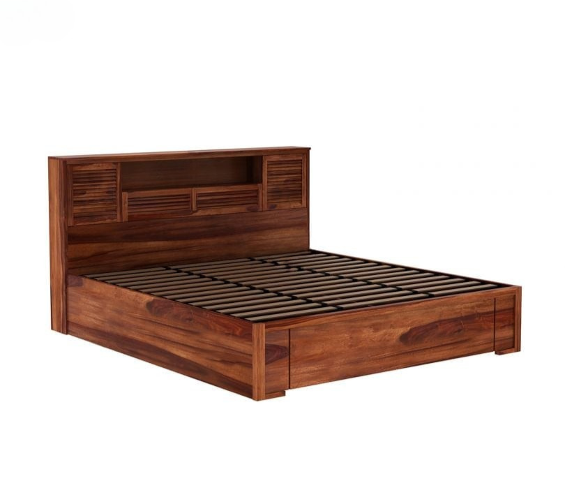 Sheesham Wood Hydraulic Bed With Storage